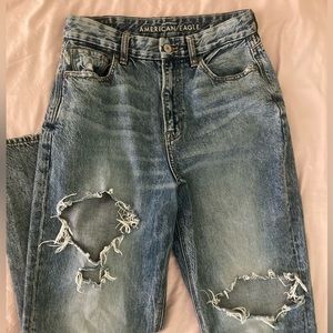 American Eagle Curvy Mom ripped jeans